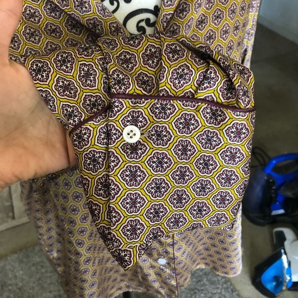 ZARA Printed PJ High-low button-down Satin Shirt - Picture 8 of 12